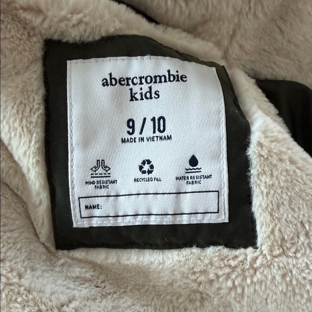 Abercrombie Kids Olive green/Cream Fleece Jacket worn twice